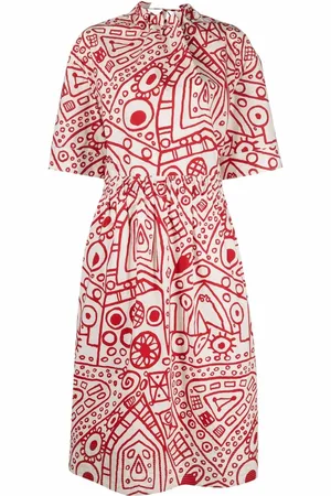 Colville Vestido fruncido con estampado abstracto