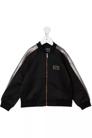 VERSACE Logo-print satin bomber jacket