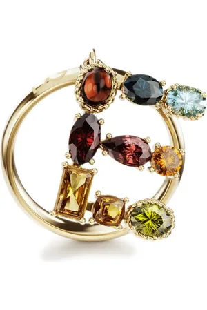 Dolce & Gabbana Anillo Rainbow Alphabet E en oro amarillo de 18kt