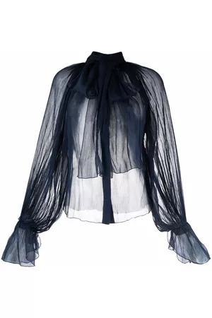 Atu Body Couture Blusa translúcida con lazo en el cuello