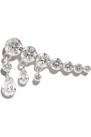 Maria Tash Pendiente Crescendo de 18mm en oro blanco de 18kt con diamantes