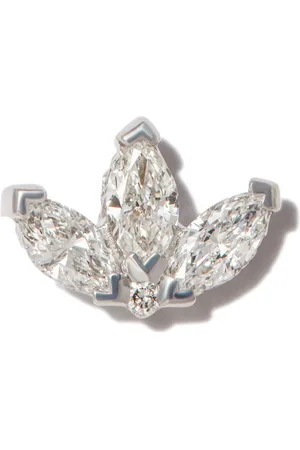 Maria Tash Pendiente en oro blanco de 18kt con loto grabado y diamante
