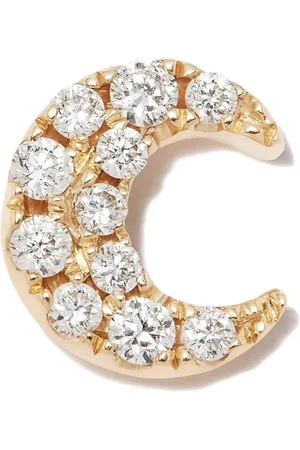 Maria Tash Pendiente de luna en oro amarillo de 18kt con diamantes