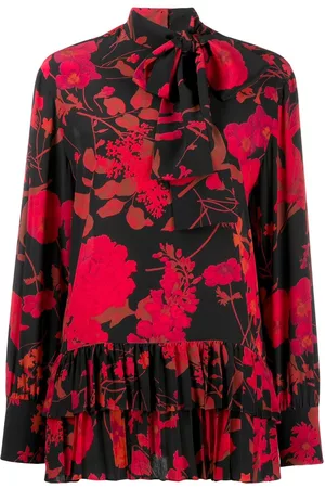 VALENTINO GARAVANI Blusa floral con detalle plisado