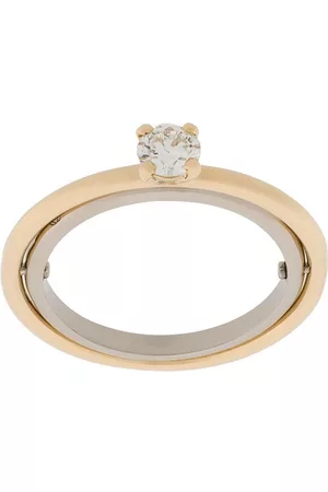 CHARLOTTE CHESNAIS Anillo Elipse en oro blanco y oro 18kt con diamante solitario