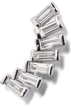 PERSÉE Pendiente Baguette en oro blanco de 18kt con diamante