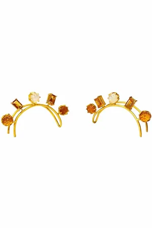 Akansha Sethi Pendientes earcuff Roshni con citrino y piedra de luna