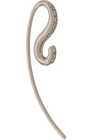 CHARLOTTE CHESNAIS Pendiente Petit Hook en oro blanco de 18kt y diamante