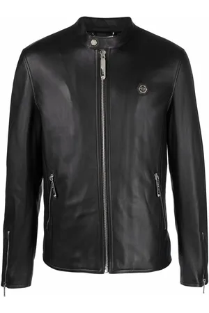 Philipp Plein Chaqueta biker con cremallera y logo