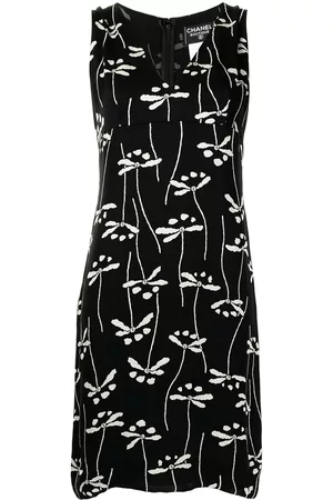 CHANEL Vestido sin mangas con motivo floral 1998