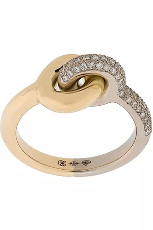 CHARLOTTE CHESNAIS Anillo Maxi Twin Pave con diamantes en oro amarillo y blanco de 18 kt