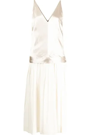 Commission Vestido de seda con falda plisada