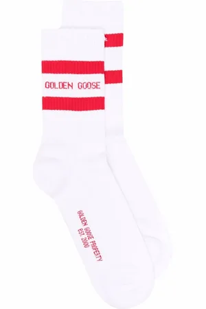 Golden Goose Calcetines de canalé con logo