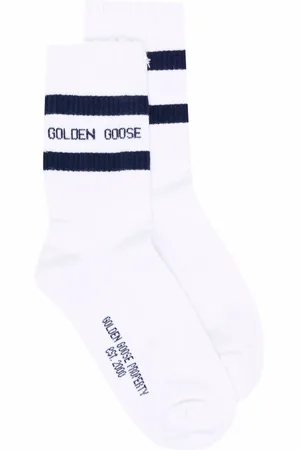 Golden Goose Calcetines de canalé con ribete a rayas
