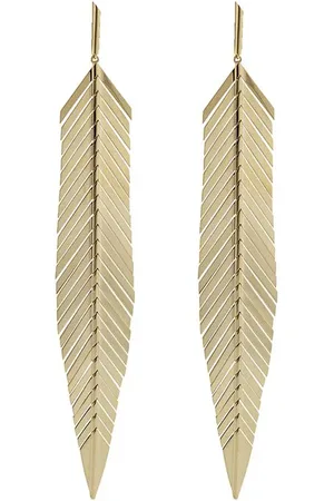 Cadar Pendientes grandes con forma de pluma en oro amarillo de 18kt