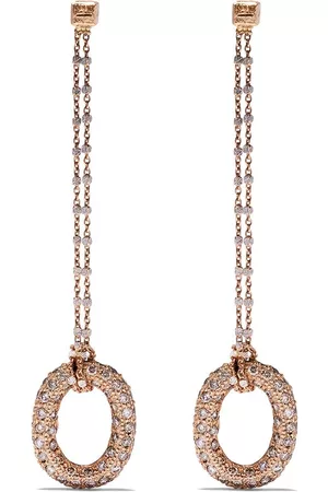 CAROLINA BUCCI Pendientes Pave Links en oro de 18kt con diamantes