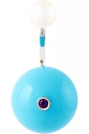 DELFINA DELETTREZ Pendiente Stone edge piercing en oro blanco de 18kt