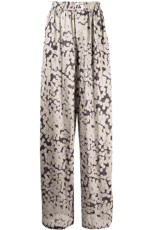 Natasha Zinko Pantalones anchos con estampado de margaritas