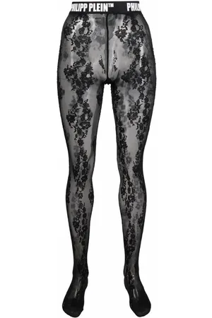 Philipp Plein Medias con encaje floral y logo