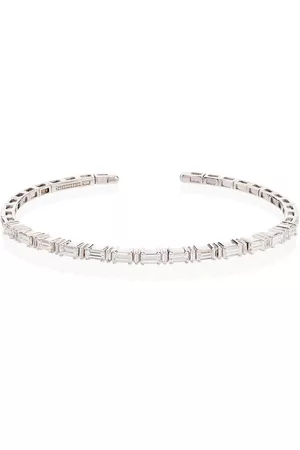 Suzanne Kalan Brazalete Linear Horizontal en oro blanco de 18 ct con diamantes
