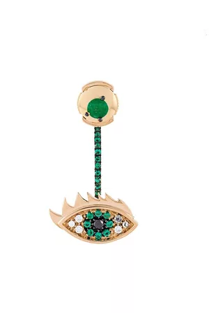 DELFINA DELETTREZ Pendiente con diamantes y esmeraldas "Eyes on me"