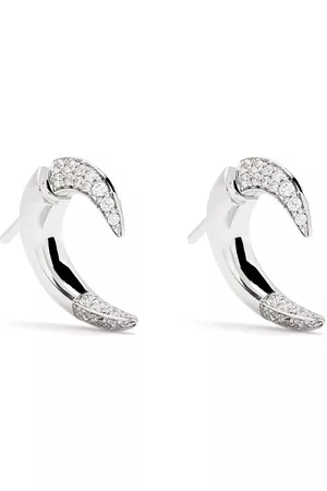 SHAUN LEANE Pendientes Talon en oro blanco de 18kt pequeños con diamante
