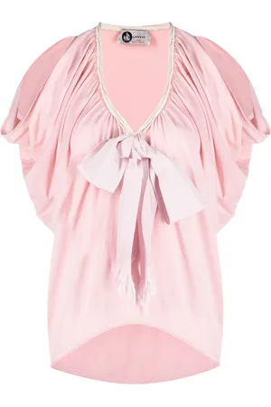 Lanvin Blusa fruncida con detalle de lazo 2000