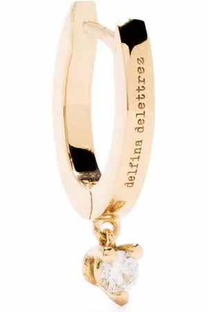 DELFINA DELETTREZ Pendientes de aro huggie en oro amarillo de 18 ct con diamantes