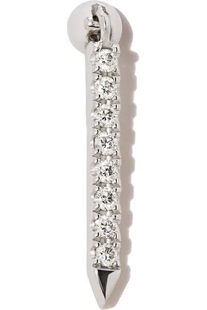 Maria Tash Pendiente Eternity Bar en oro blanco de 18kt con diamantes en pavé