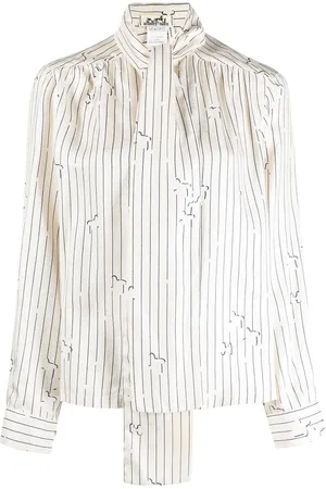Hermès Blusa a rayas con lazo en el cuello pre-owned