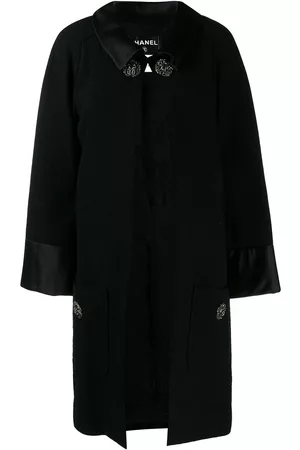 CHANEL Abrigo midi con cuello con botones