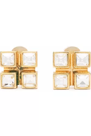 Saint Laurent Pendientes de clip con detalles de cristales 2010