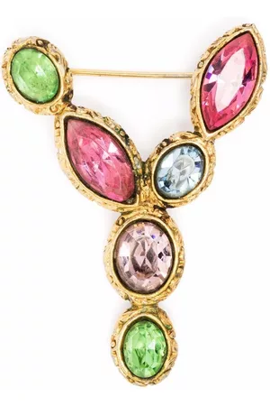 Saint Laurent Broche Y con detalles de cristal 1990