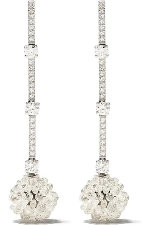 David Morris Pendientes Briolette en oro blanco de 18kt con colgante