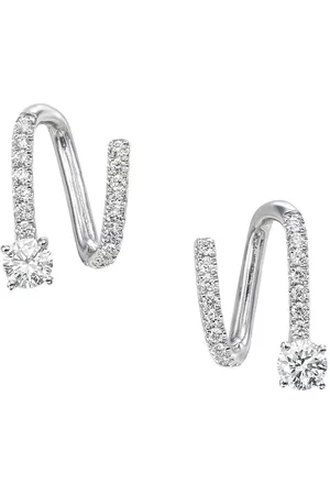 Anita Pendientes con diseño de espiral en oro blanco de 18kt con diamantes