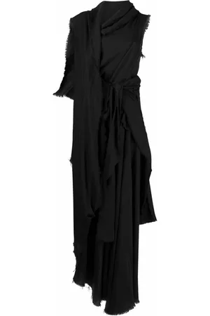 YOHJI YAMAMOTO Vestido largo drapeado asimétrico