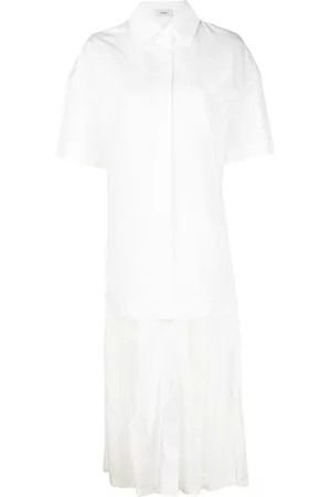 GOEN.J Vestido camisero de encaje plisado