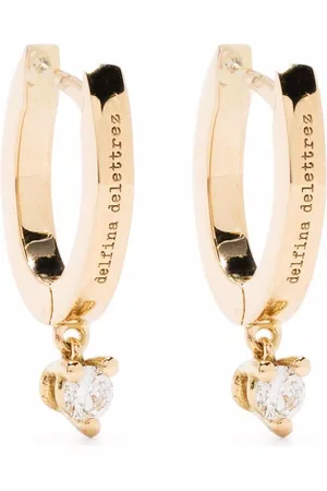 DELFINA DELETTREZ Pendientes de aro huggie en oro amarillo de 18 ct con diamantes