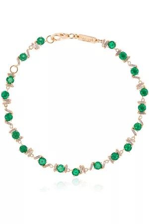 Suzanne Kalan Pulsera en oro amarillo de 18kt con esmeraldas y diamantes
