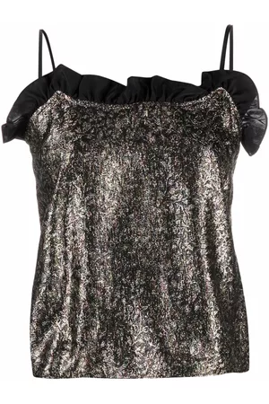 Saint Laurent Top de tirantes finos con brocado 1990