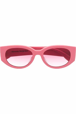 Alexander McQueen Gafas de sol con montura ovalada y logo