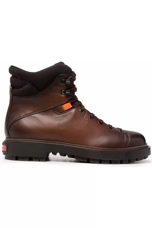 santoni Botas de montaña con efecto envejecido