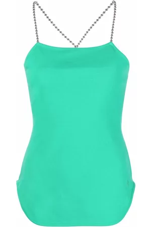 The Attico Top con cuello cuadrado y cadena