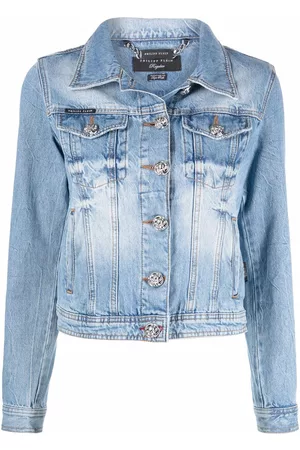 Philipp Plein Chaqueta vaquera con placa del logo
