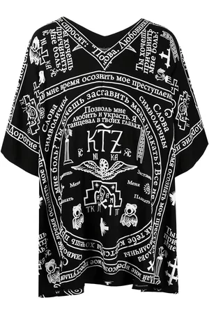 KTZ Camisa tipo caftán con iglesia estampada