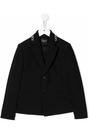 VERSACE Blazer con logo y cuello en intarsia