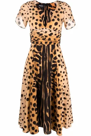 Dsquared2 Vestido midi acampanado con animal print