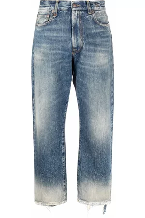 R13 Vaqueros Kelly capri con efecto envejecido