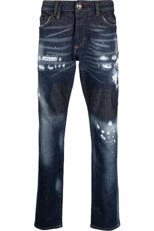 Philipp Plein Vaqueros Super Straight con motivo de bandana