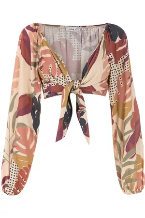 AMIR SLAMA Blusa corta con palmeras estampadas